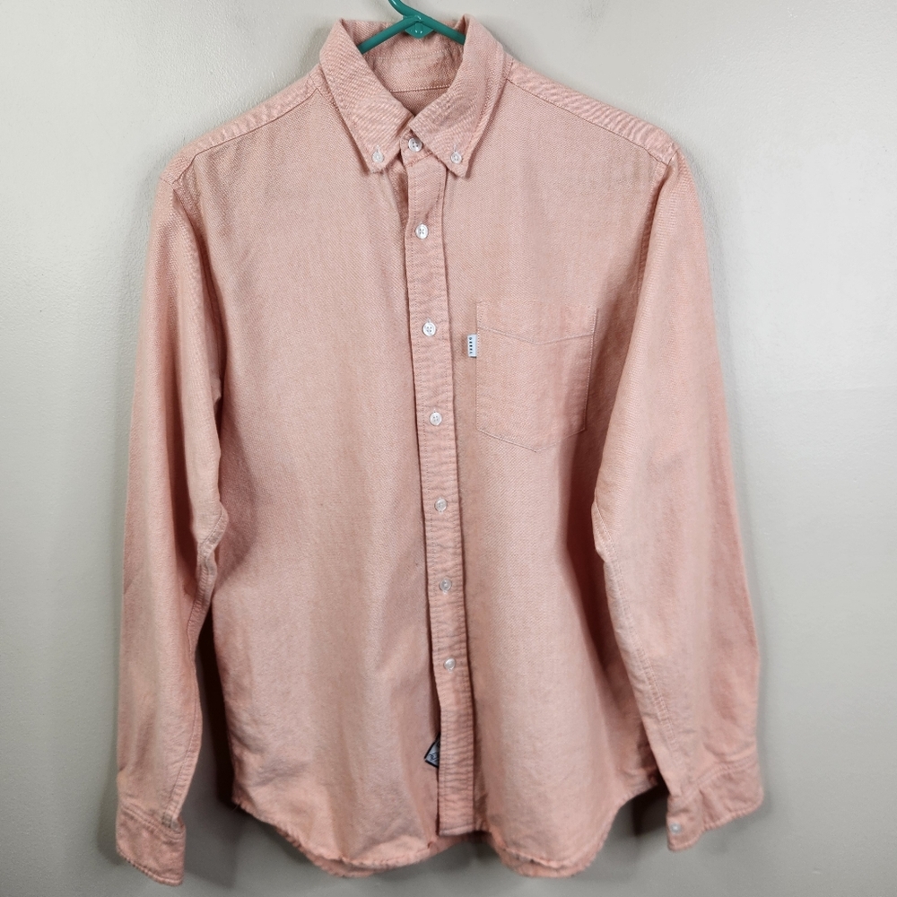 Durkl Mens Long Sleeve Cotton Single Pocket Casual Button Down Shirt Large